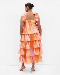 City Chic - Elina Print Tier Maxi Dress - Light Peach