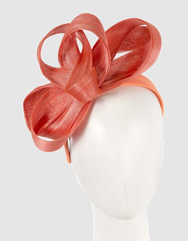 Fillies Collection - Orange Abaca Loops Racing Fascinator