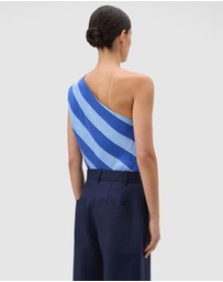Oroton - Slub Silk Stripe Top