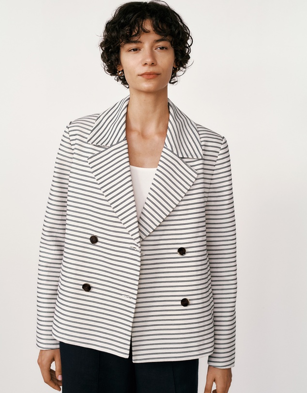 Trenery - Stripe Peacoat in White