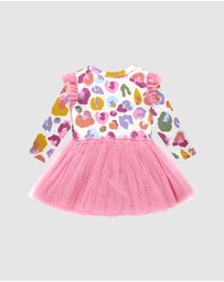 Rock Your Baby - Rainbow Leopard Circus Frill Bodysuit Dress