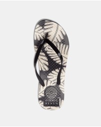 Vionic - Noosa Print Toe Post Sandal - Palm Black