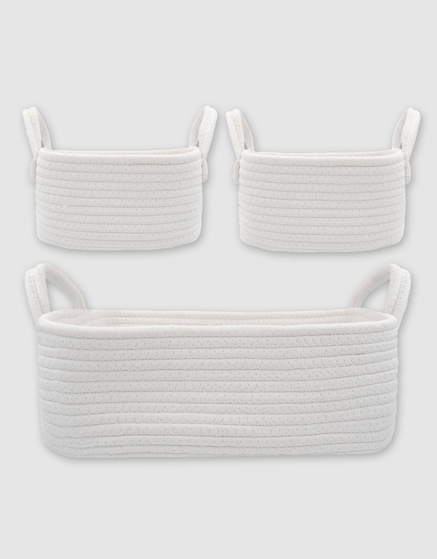 Living Textiles - 3 Pc Cotton Rope Storage Set - White