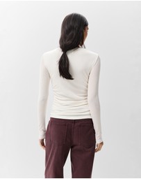 UNISON - Long Sleeve Ruched Mesh Top