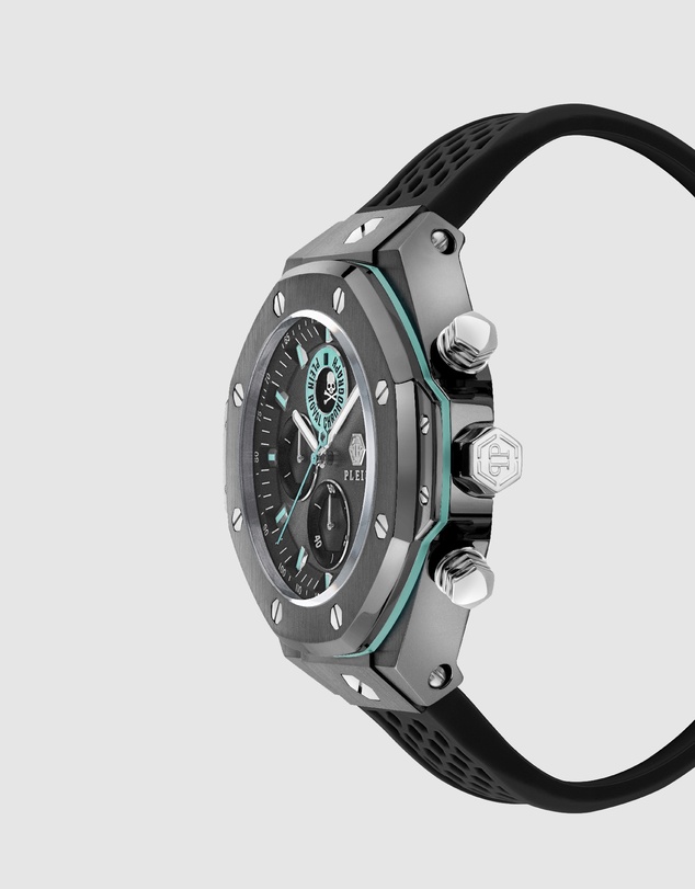Philipp Plein - Plein Chrono Royal 46mm Gun Dial with Black Silicone Strap