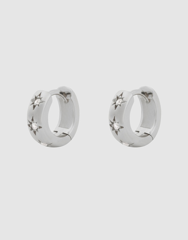 Wanderlust + Co - Constellation Silver 7mm Baby Huggie Earrings