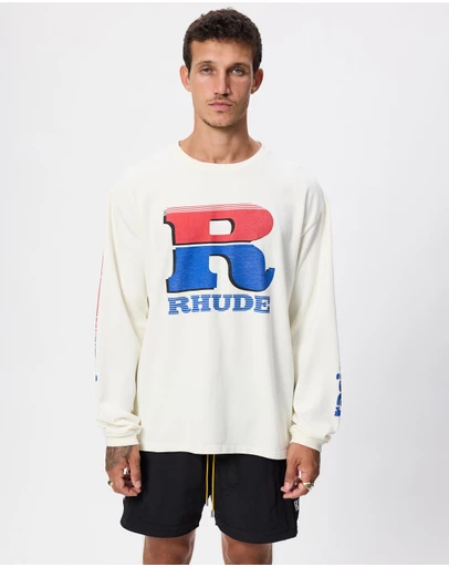 RHUDE - Split Petrol Logo LS Tee