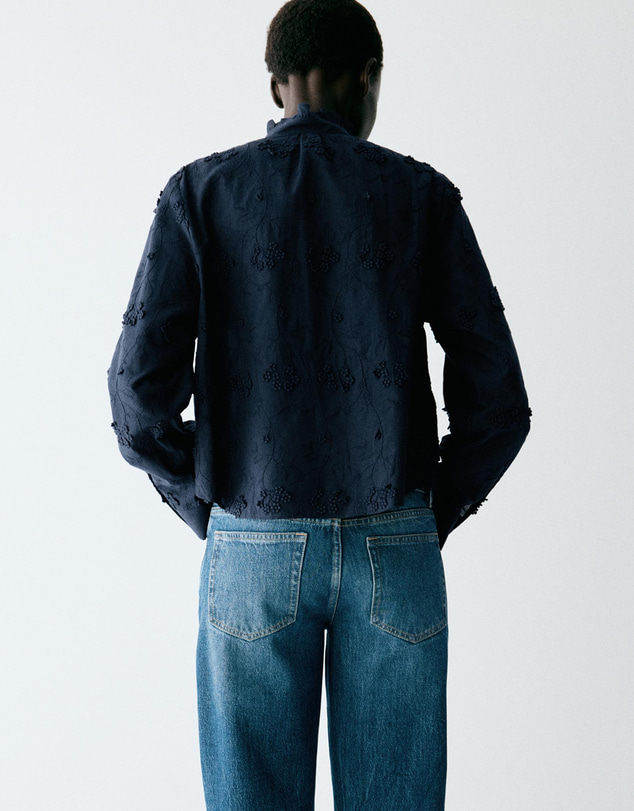 M.N.G - Embroidered Blouse with Frill Detail