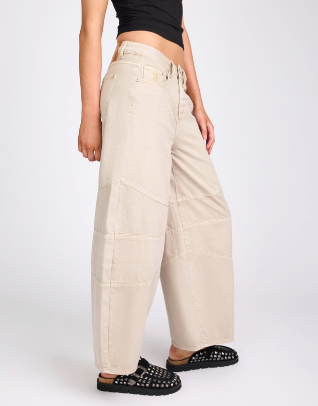 ONE TEASPOON - Barrel Mid Waist Wide Leg Denim Jeans - Stone