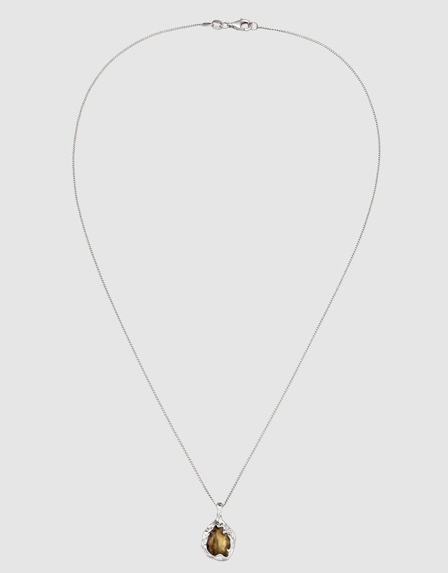 Elli Jewelry - Amber Lava Pendant Necklace in 925 Silver