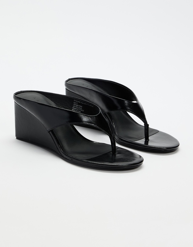 AERE - Pixie Leather Thong Wedges - Women's