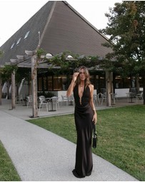 MISHA - Celine Mesh And Satin Gown