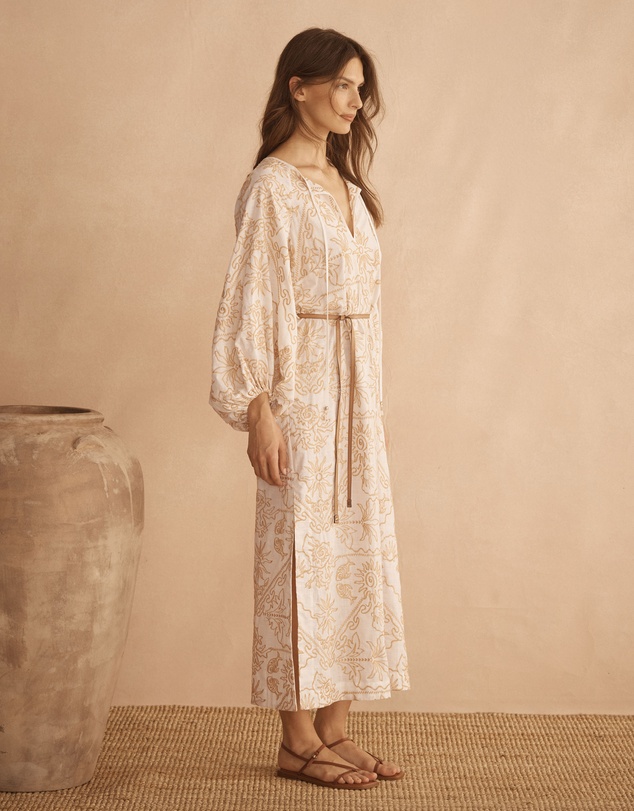AUR OCEA - Embroidered Billow Sleeve Tunic Dress