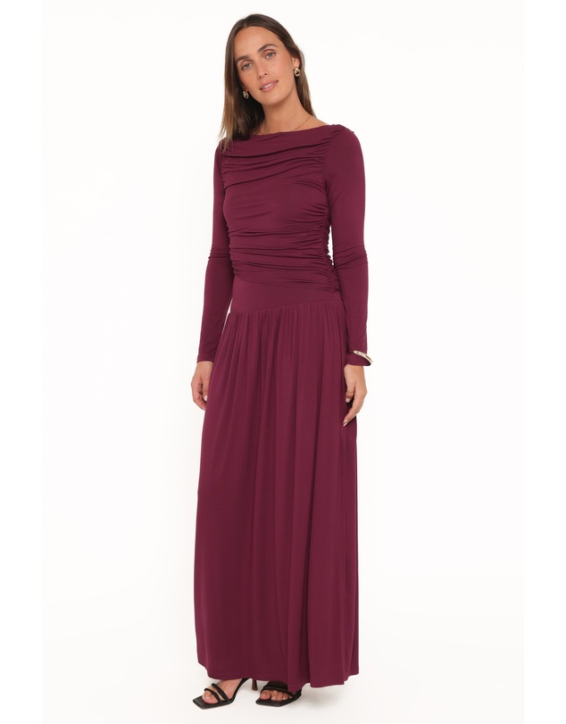Petal & Pup - Shirley Long Sleeve Maxi Dress - Burgundy