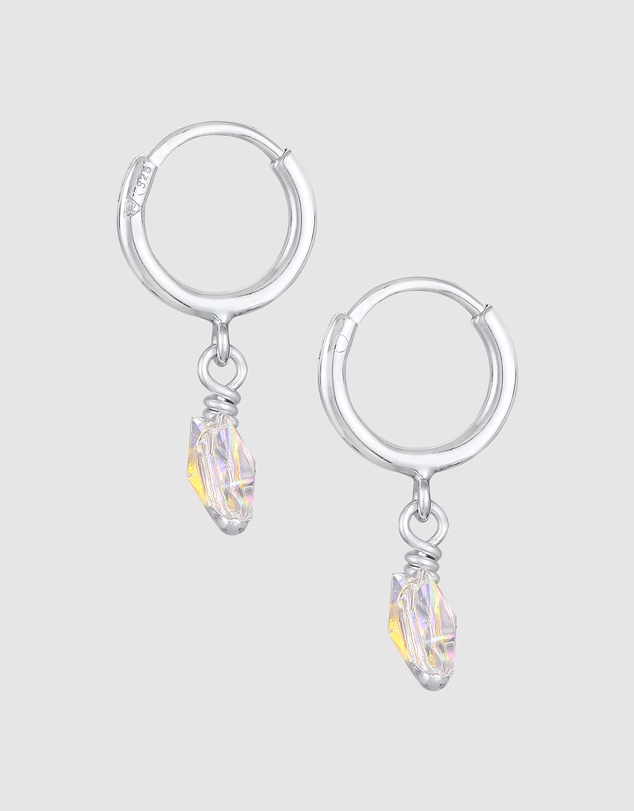Elli Jewelry - Crystal Butterfly Kids Huggie Earrings in 925 Silver