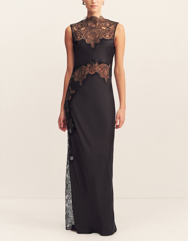 Shona Joy - Jamila Lace High Neck Maxi Dress