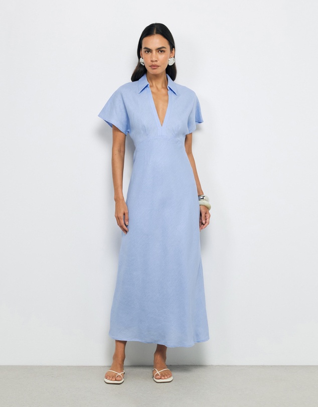 AERE - Evelina Linen Midi Dress