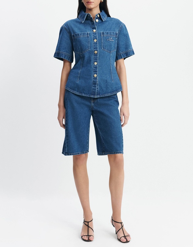 Aje Studio - Kendall Denim Belted Shirt