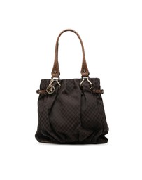 Pre-Loved by Azura Reborn - Pre-Loved Embossed Leather Trimmed Macadam Canvas Vertical Tote