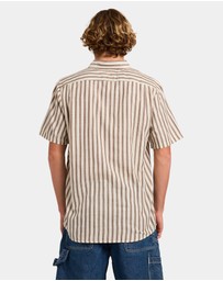 Volcom - Mens Arvostripe Woven Short Sleeve Shirt
