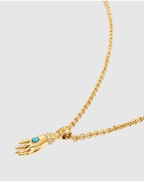Nialaya Jewellery - Men's Hand Pendant with a Small Turquoise Gemstone in Gold