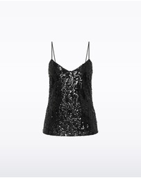 Carla Zampatti - Black Cascade Sequin Thin Strap Top