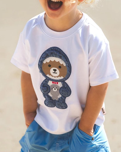 Huxbaby - Great White Bear-Shark Drop Shoulder Tee - ICONIC EXCLUSIVE - Babies-Kids