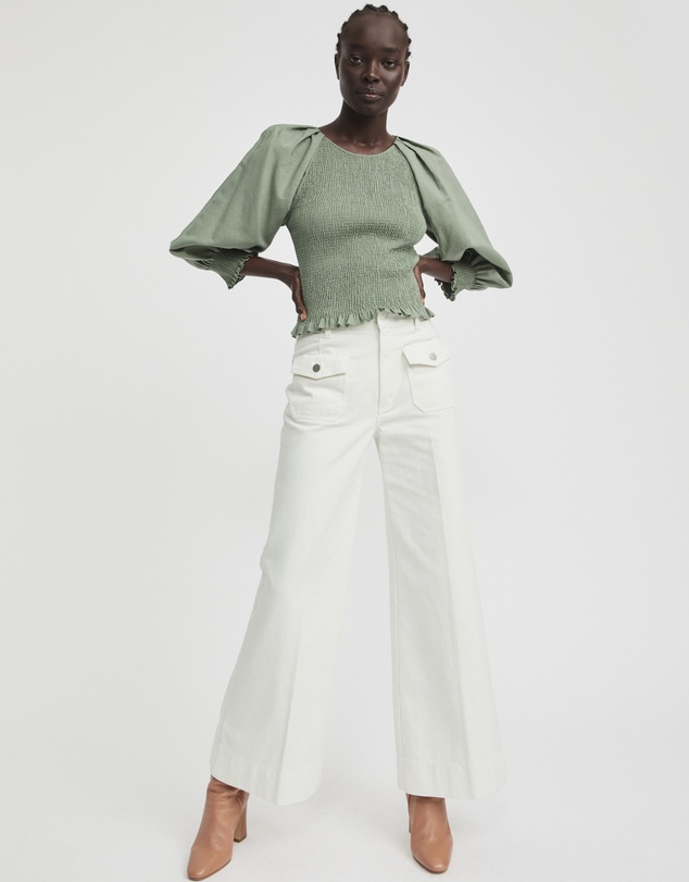 Witchery - Cotton Ramie Shirred Blouse