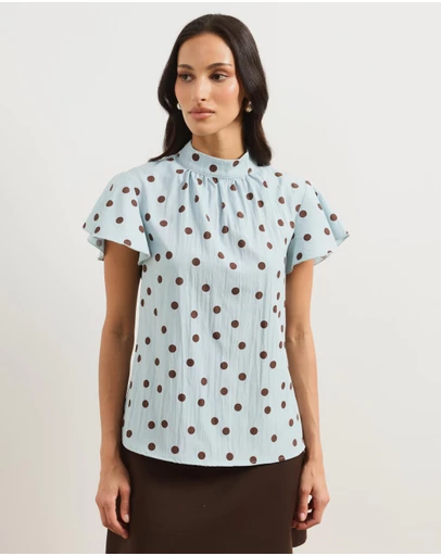 Atmos&Here - Fia Flutter Sleeve Blouse