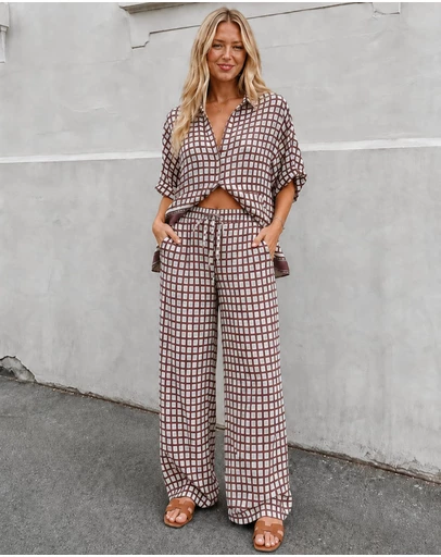 Esther & Co - Nyah Pants - Cocoa Check