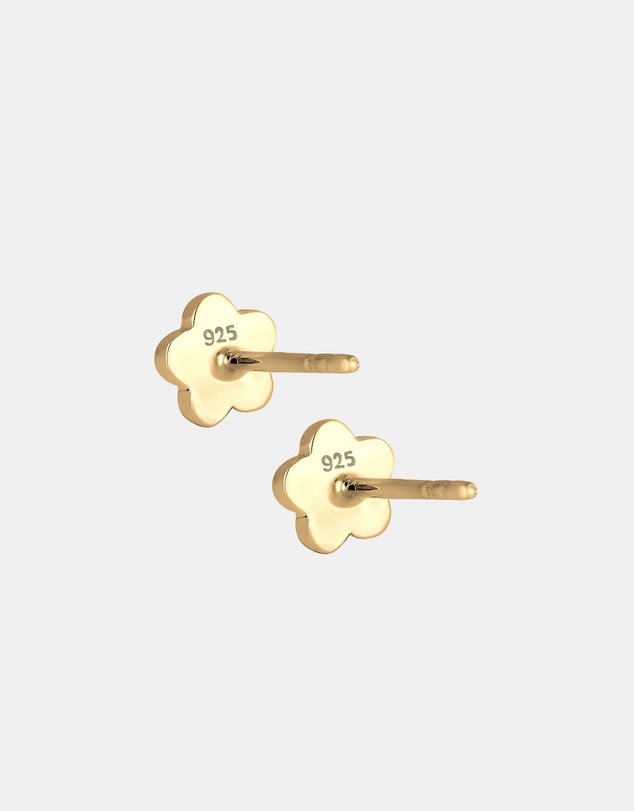 Elli Jewelry - Children's Blue Flower Crystal Stud Earrings in Gold-Plated 925 Silver