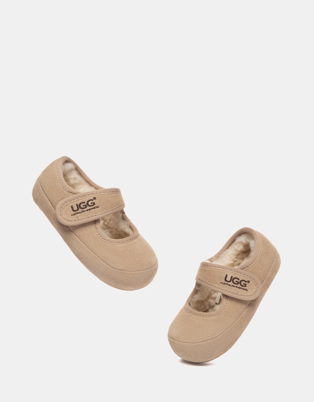 EVERAU - Australian Shepherd Ugg Millie Toddler Cow Suede Upper Loafer Oxfords Flats