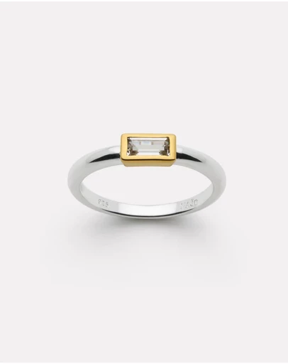 Najo - Skye 2-Tone (Sil/Yell) Cubic Zirconia Ring