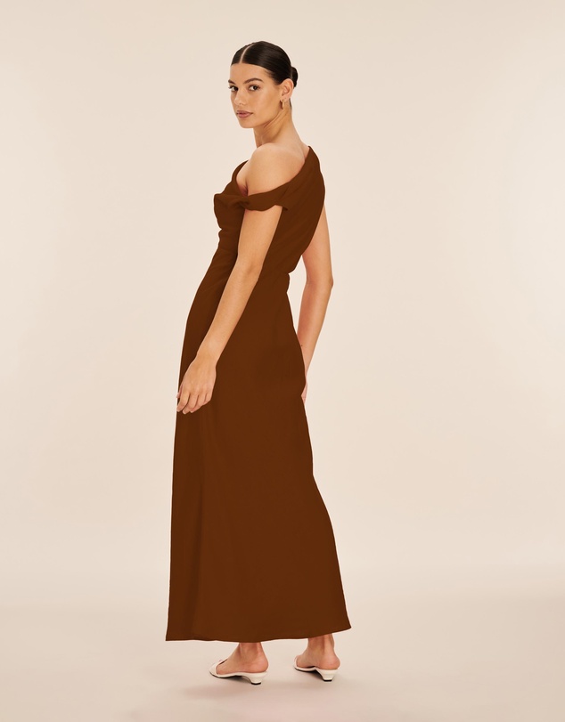 AERE - Fia Linen Draped Off Shoulder Maxi Dress