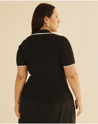 Atmos&Here Curvy - Olaria Contrast Knit Top