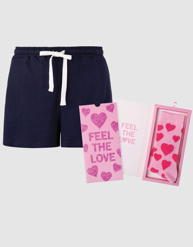 Bamboozld - Women's Jersey Short & Hearts Sock Card Gift Set