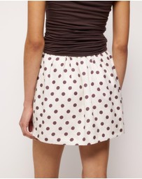 AERE - Polka Dot Linen Mini Skirt