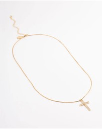 Lovisa - Gold Plated Diamante Cross Fine Chain Necklace