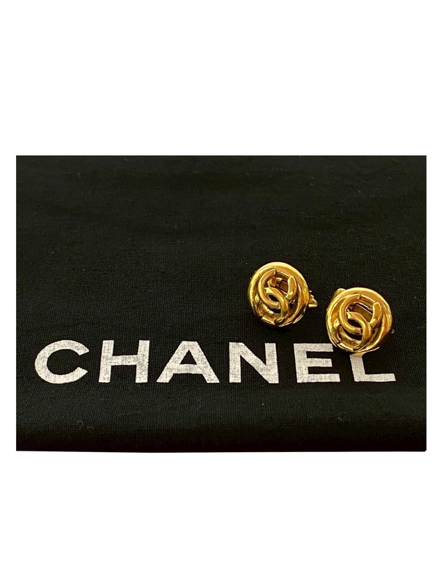 Pre-Loved by Azura Reborn - Pre-Loved CC Gold Plated Round Clip On Earrings