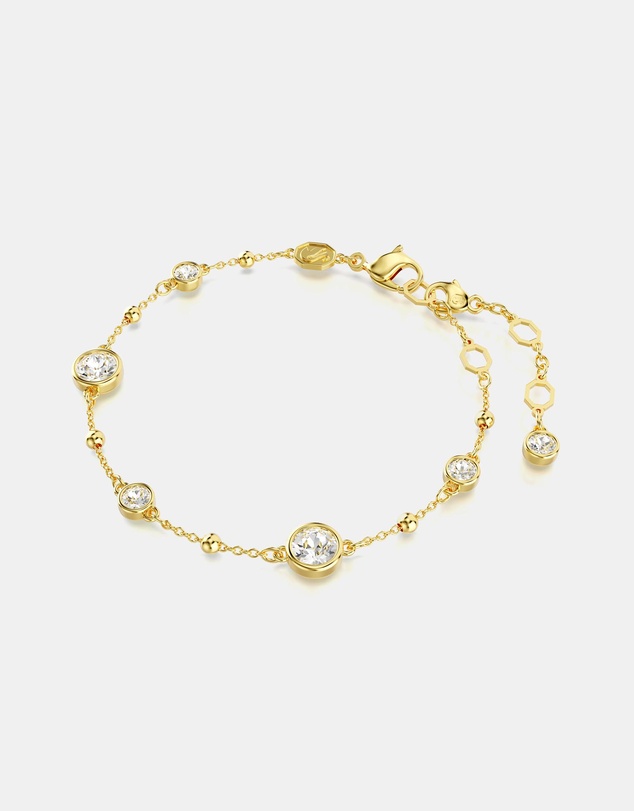 Swarovski - Imber bracelet, Round cut, Scattered design, White, 18K gold finish