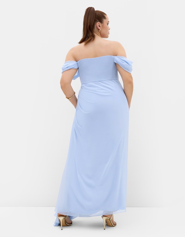 City Chic - Plus size Soft Love Off Shoulder Maxi Dress - sky blue