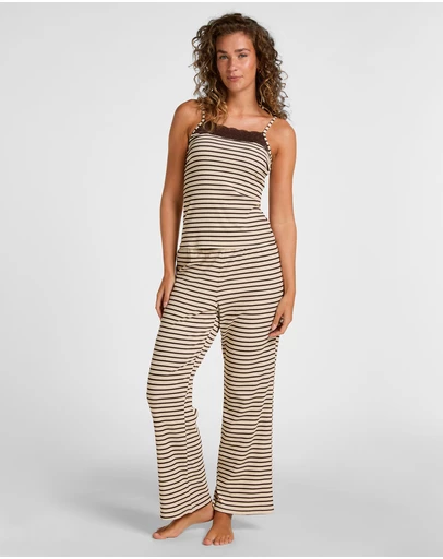 Hunkemoller - Lace Print Rib Cami Long Pyjama Set