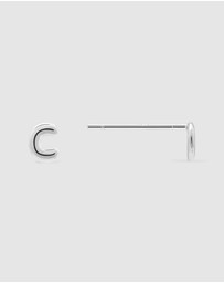 Wanderlust + Co - Alphabet Bubble Silver Stud Earrings - Letter C
