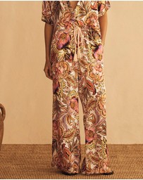 AUR OCEA - Bel Fiore Silk Gathered Wide Leg Pants