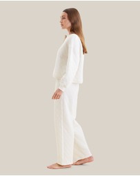 Papinelle - Quilted Cotton Henley Long Sleeve Top