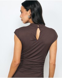 AERE - Lyse Cap Sleeve Jersey Midi Dress