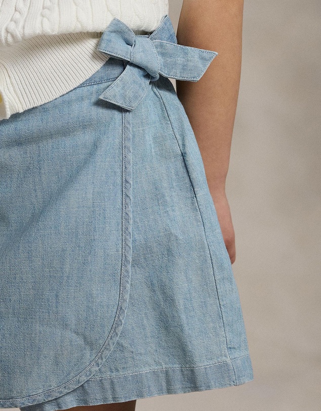 Polo Ralph Lauren - Indigo Chambray Faux-Wrap Skort - Babies-Kids