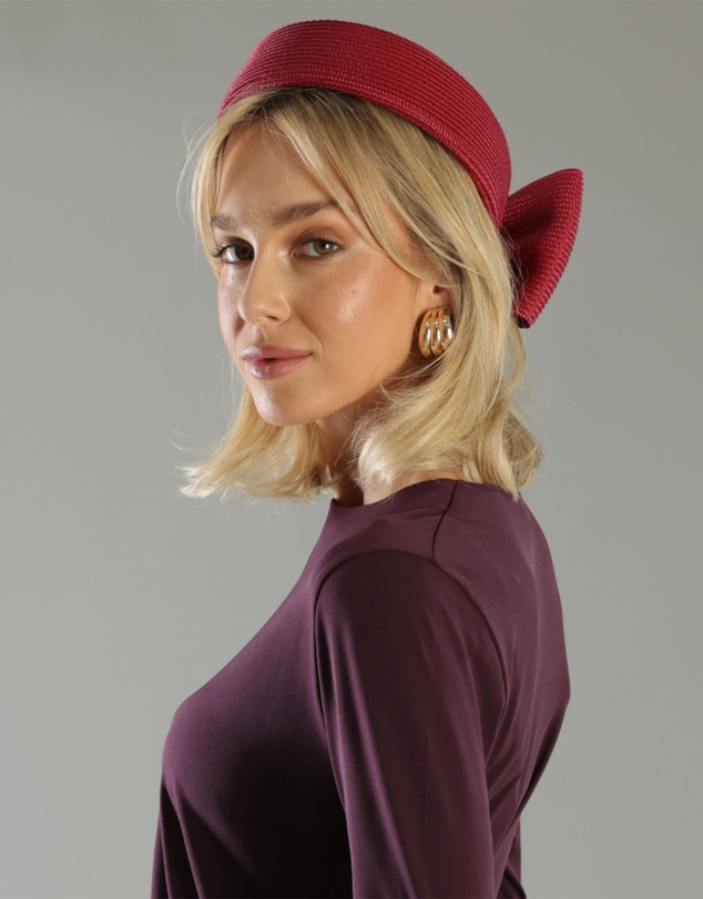 Morgan & Taylor - Tara Racewear Pillbox Hat in Burgundy Red
