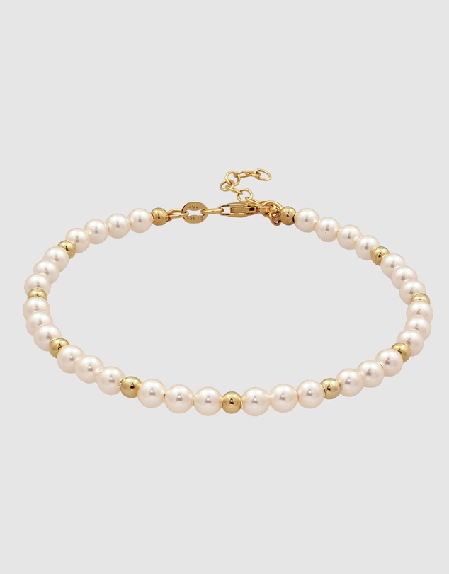 Elli Jewelry - Bracelet Women Elegant Pearl 925 Sterling Silver Gold Plated