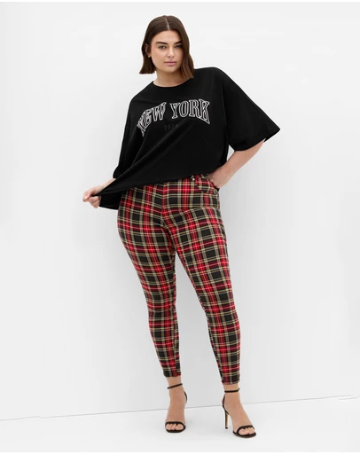 City Chic - Plus size Harley Fit Check Skinny Jean - black